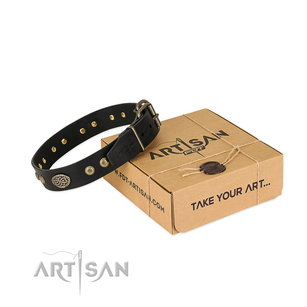 Rust resistant fittings on full grain leather dog collar for your pet