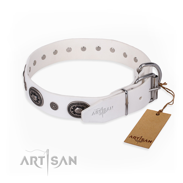 High quality natural genuine leather dog collar created for comfortable wearing
