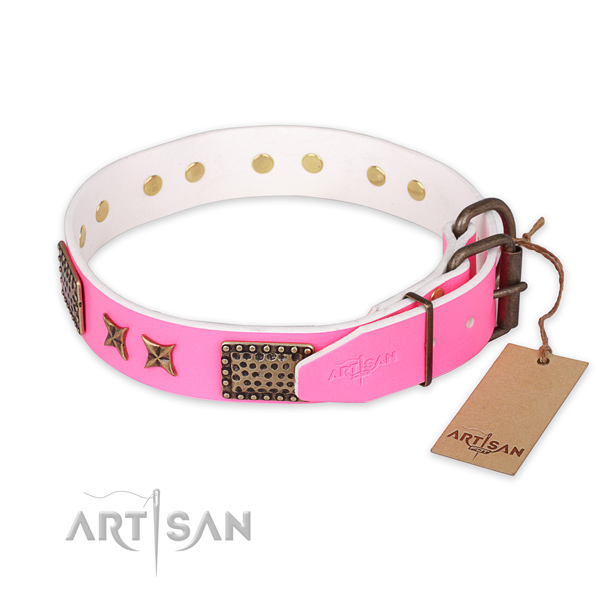 Rust-proof fittings on leather collar for your attractive four-legged friend