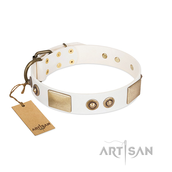Rust resistant hardware on full grain genuine leather dog collar for your doggie