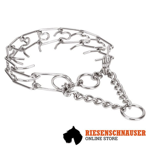 Stainless steel dog pinch collar with removable prongs for large breeds