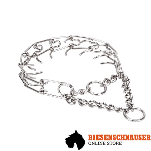 Adjustable stainless steel dog prong collar with removable prongs for medium and large canines