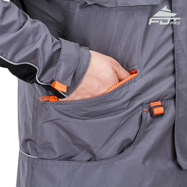 Grey Professional Design Dog Tracking Jacket with Comfortable Side Pockets