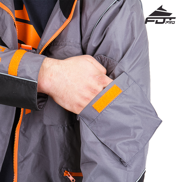 Grey FDT Professional Design Dog Training Jacket with Useful Sleeve Pocket