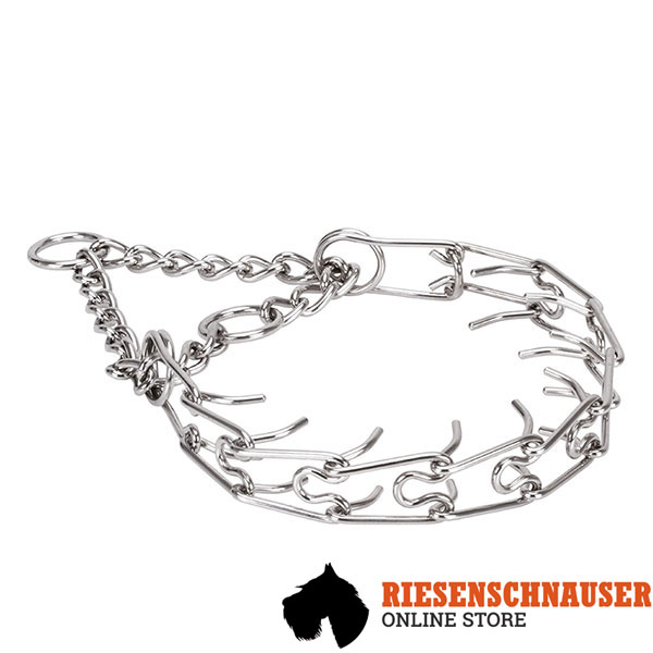 Corrosion resistant stainless steel prong collar for poorly behaved canines