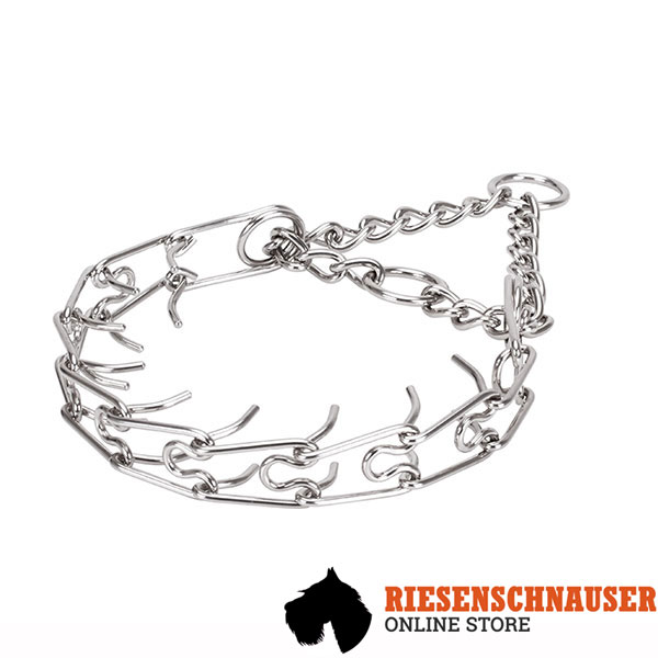 Durable pinch collar with stainless steel O-ring for leash attachment